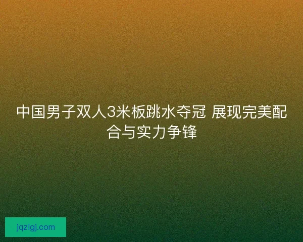 中国男子双人3米板跳水夺冠 展现完美配合与实力争锋